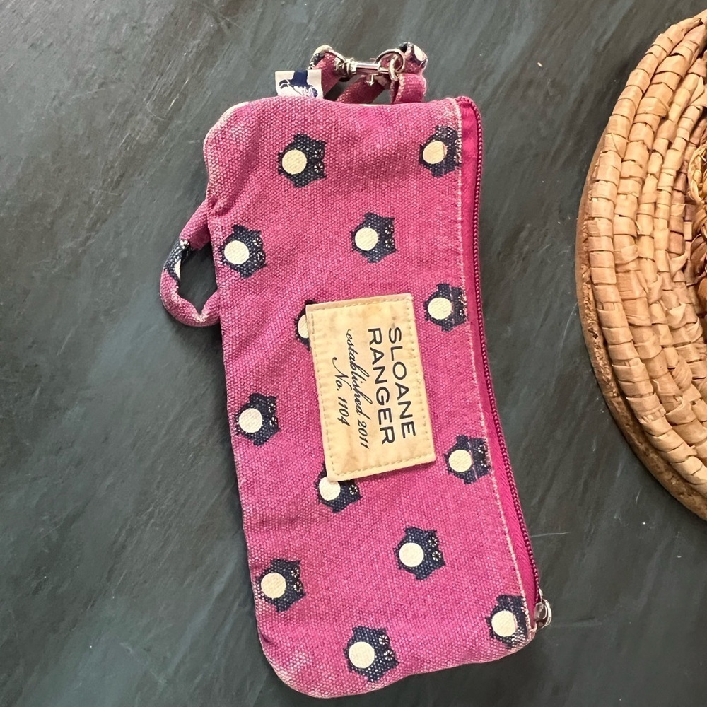 SLOAN RANGER OWL wristlet  in Pink. 7.5’ & 3.5”